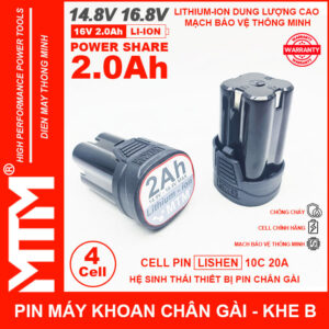 Pin May Khoan 16v8 2ah 4cell Lishen Khe B Chinh Hang