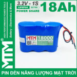 Pin Den Nang Luong Mat Troi 3v2 18Ah 18000mAh Cell Pin Sat Lifepo4 32700
