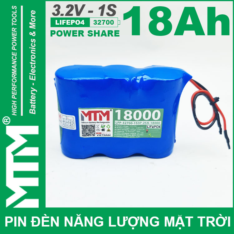 Pin Den Nang Luong Mat Troi 3v2 18Ah 18000mAh Cell Pin Sat Lifepo4 32700