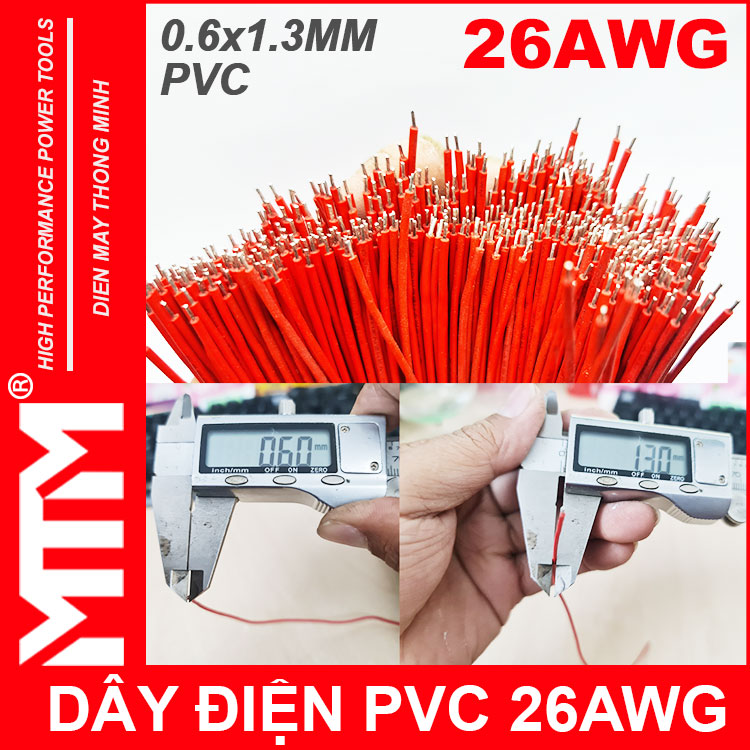 Day Dien 26AWG 20CM Mau Do Kich Trhuoc