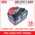 Pin May Khoan Chan Pho Thong Makita 18v 21V 15cell 7500mah Chong Soc