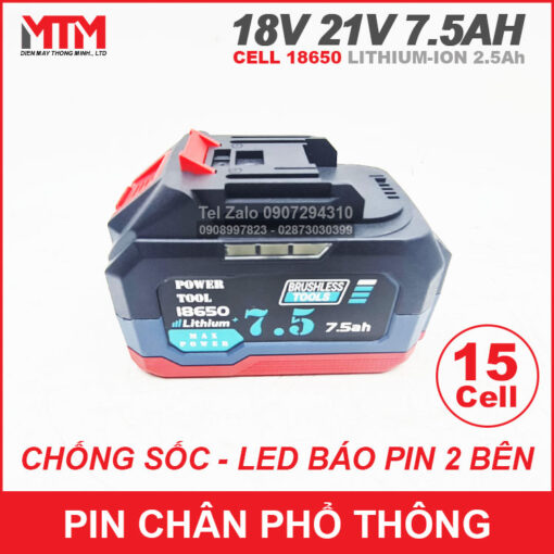 Pin May Khoan Chan Pho Thong Makita 18v 21V 15cell 7500mah Chong Soc Cao Cap Gia Re