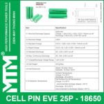 Thong So Ky Thuat Cell Pin EVE 18650 25P 2500mah 12C 30A EVE 25P Datasheet 18650