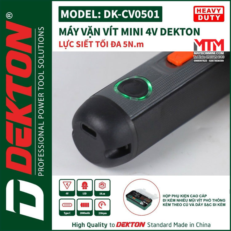 Den Bao May Chuyen Vit Mini DEKTON DK CV0501 4 Cap Do Chan Sac Type C Kem Nhieu Phu Kien