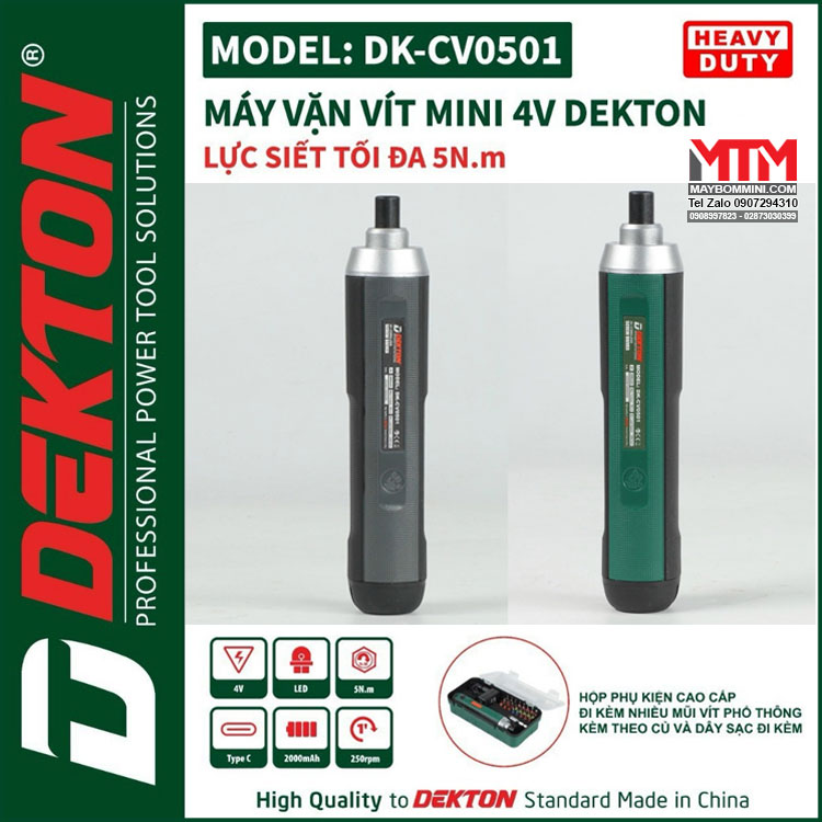 Gia Ban May Chuyen Vit Mini DEKTON DK CV0501 4 Cap Do Chan Sac Type C Kem Nhieu Phu Kien