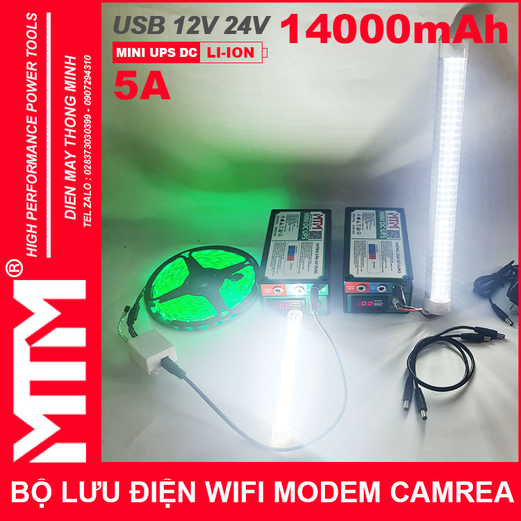 Bo Nguon Du Phong Wifi Modem Camera 12V 24V 5A 14000mah Led Bao Vont Su Dunng