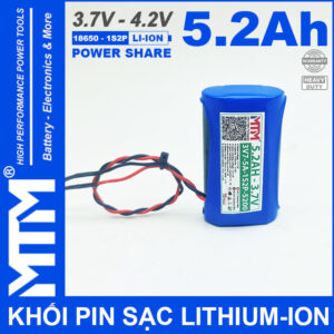 Pin Sac Lihtium Ion 3V7 5A 5200mah 1S2P MTM Chinh Hang
