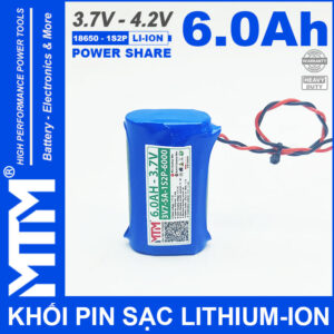 Pin Sac Lihtium Ion 3V7 5A 6000mAh 1S2P MTM Cao Cap