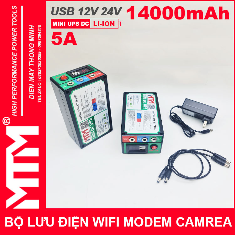 Ban Bo Nguon Du Phong Wifi Modem Camera 12V 24V 5A 14000mah Led Bao Vont