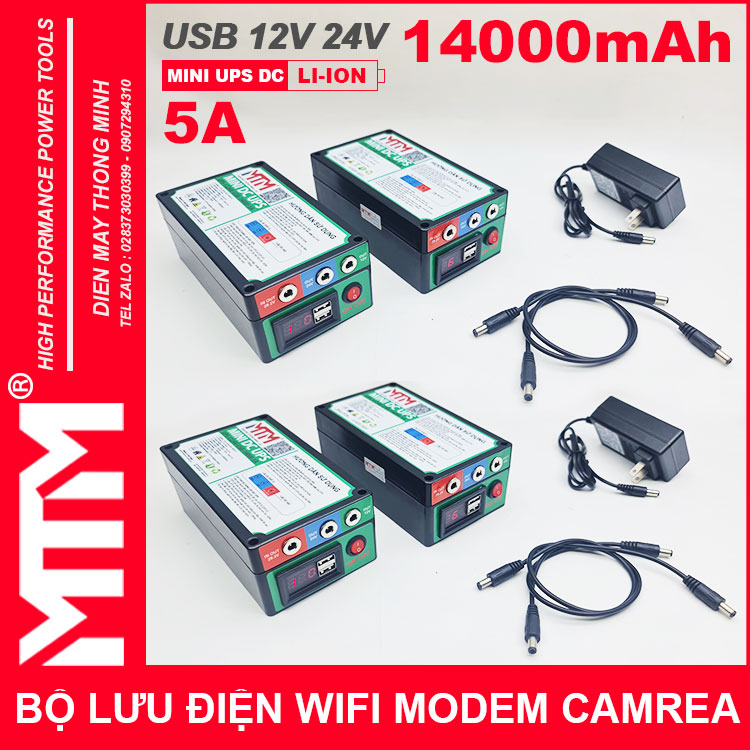 Bo Luu Dien Wifi Modem Camera 12V 24V 5A 14000mah Led Bao Vont
