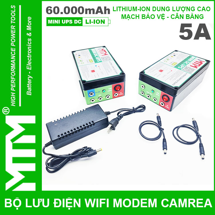 Bo Nguon Du Phong Wifi Modem Camera UPS USB 5V9V12V 5A 60000mah Led Bao Vont Cao Cap