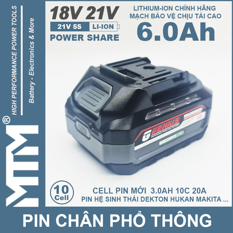 Pin Chan Pho Thong 10cell 6000MAh 80A Led Bao Pin 2 Ben
