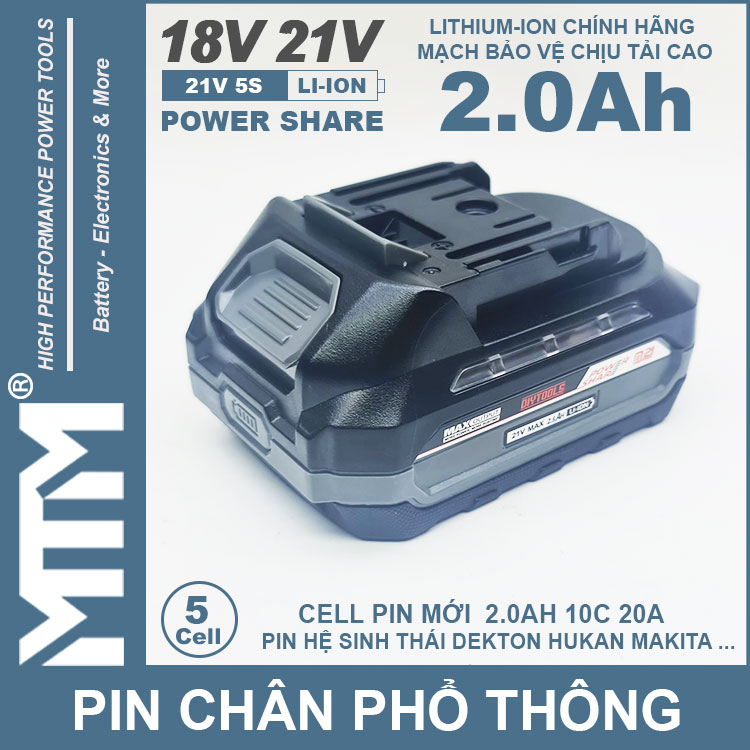 Pin Chan Pho Thong 5cell 2000MAh 80A Led Bao Pin 2 Ben