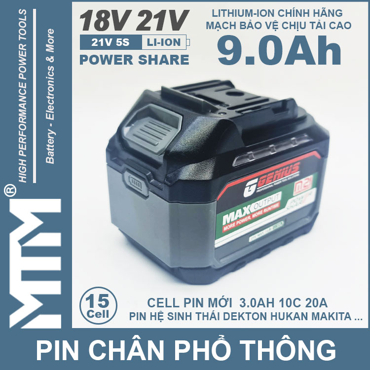 Pin Chan Pho Thong 9Ah 15cell 80A Led Bao Pin 2 Ben