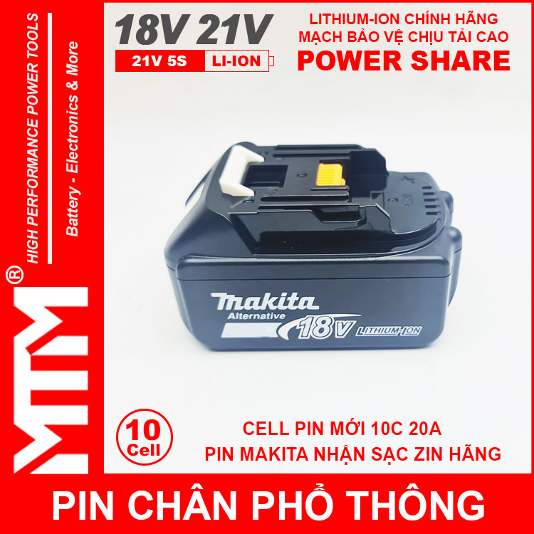 Pin Chan Pho Thong Makita 10cell 4Ah Nhan Sac Zin Chinh Hang Gia Re