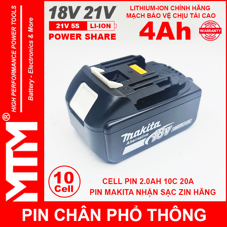 Pin Chan Pho Thong Makita 10cell 4Ah Nhan Sac Zin Chinh Hang