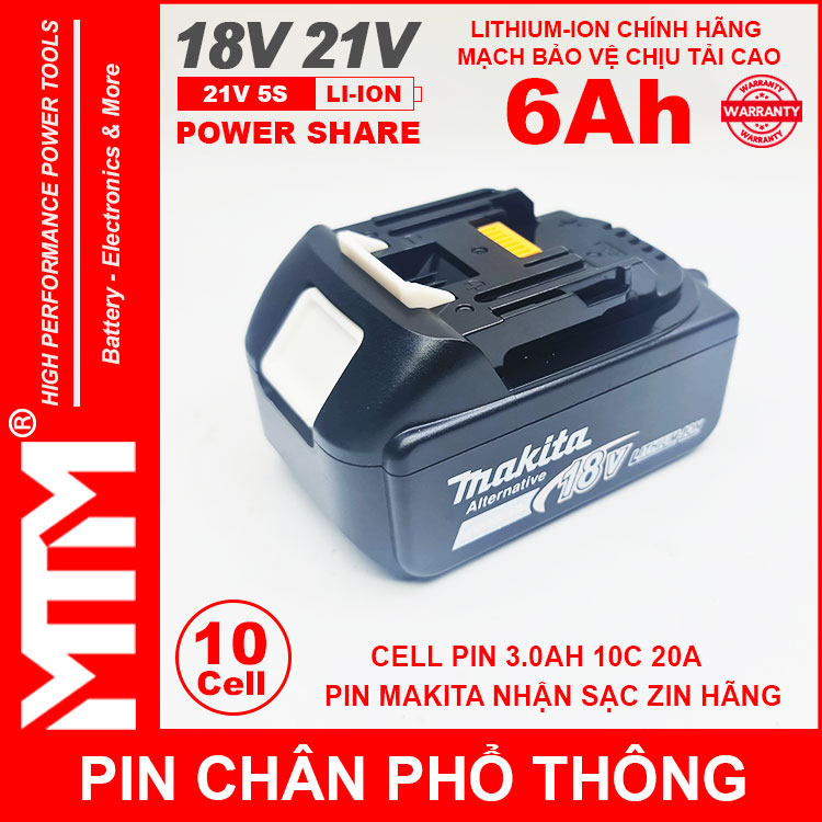 Pin Chan Pho Thong Makita 10cell 6Ah Nhan Sac Zin Chinh Hang