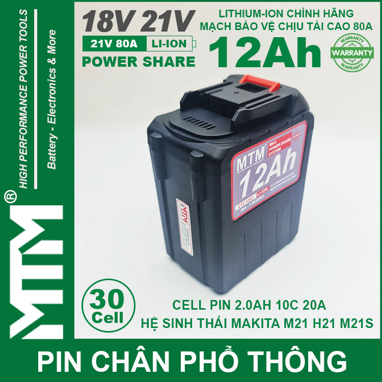 Pin Makita Chong Soc 20 Cell 12Ah 80A Den Bao Pin Cell 2000mah Cao Cap