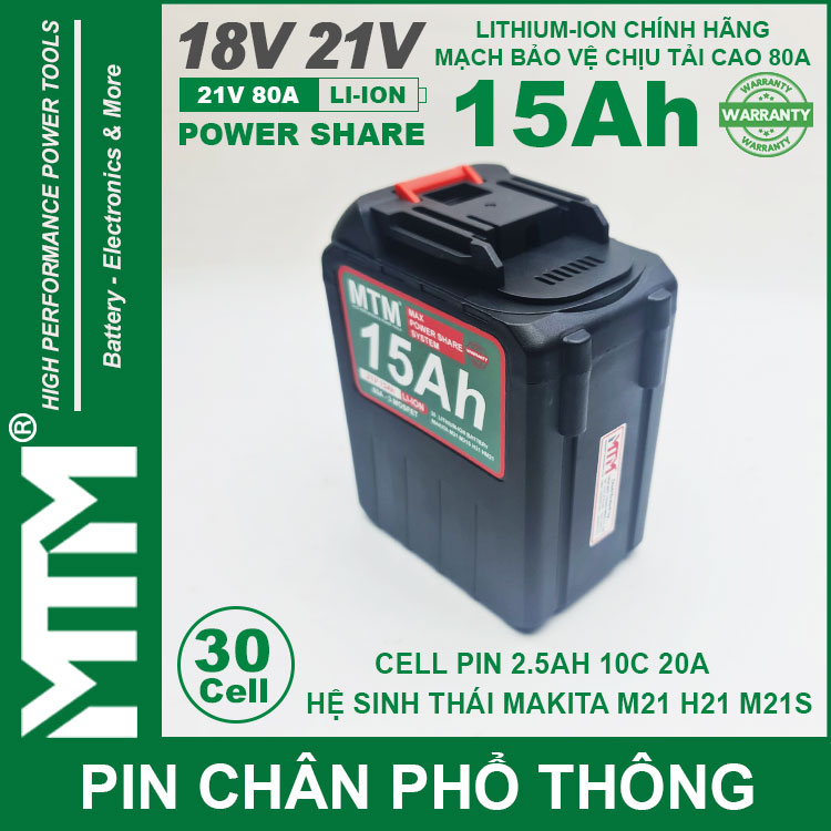 Ban Pin Makita Chong Soc 30 Cell 15Ah 80A Den Bao Pin Cell 2500mah