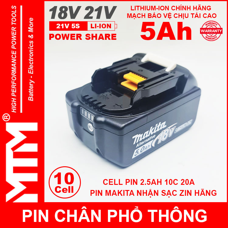 Chuyen Ban Pin Chan Pho Thong Makita 10cell 5Ah Nhan Sac Zin Chinh Hang