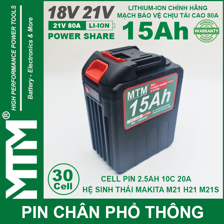 Chuyen Ban Pin Makita Chong Soc 30 Cell 15Ah 80A Den Bao Pin Cell 2500mah