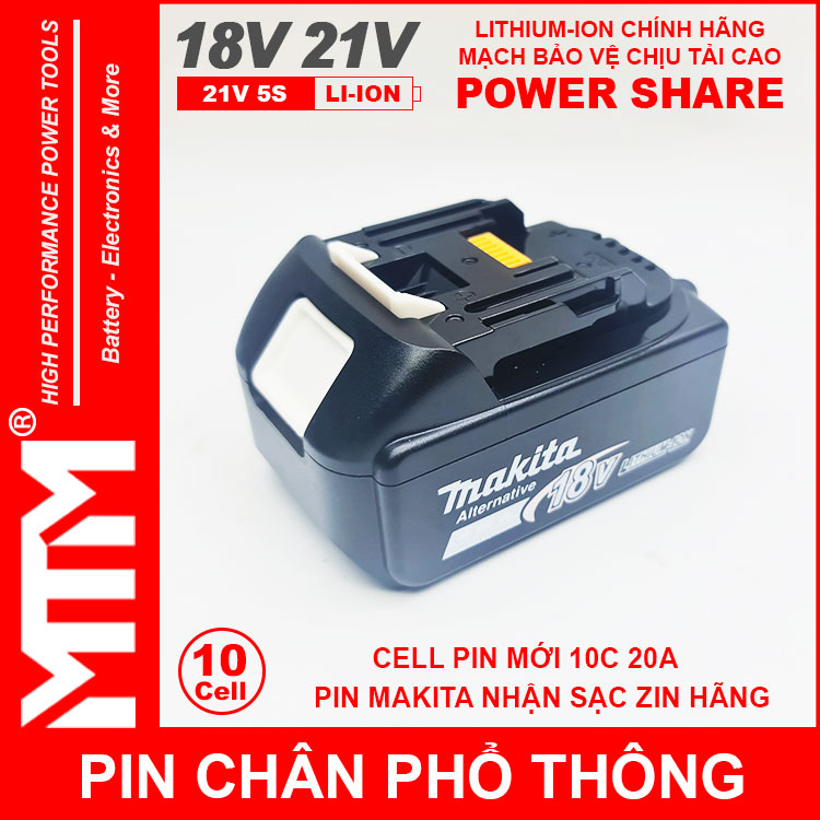 Dong Pin Chan Pho Thong Makita 10cell 4Ah Nhan Sac Zin Chinh Hang