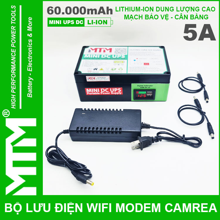 Nguon Du Phong Wifi Modem Camera UPS USB 5V 12V 5A 60000mah Led Bao Vont