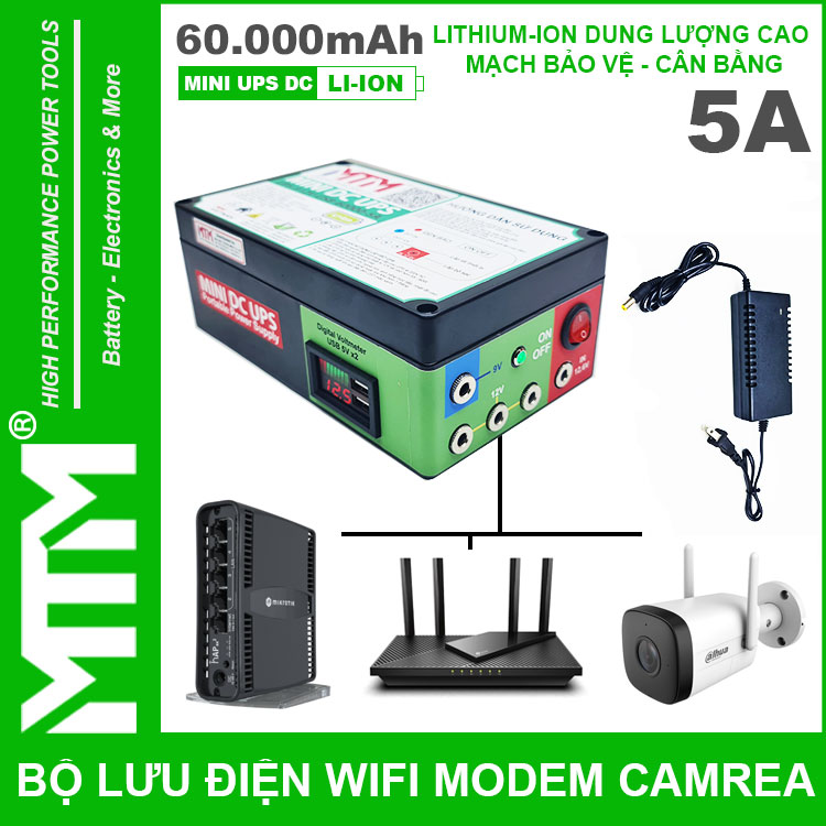 So Do Ket Noi Bo Nguon Du Phong Wifi Modem Camera UPS 12V 5A 60000mah Led Bao Vont