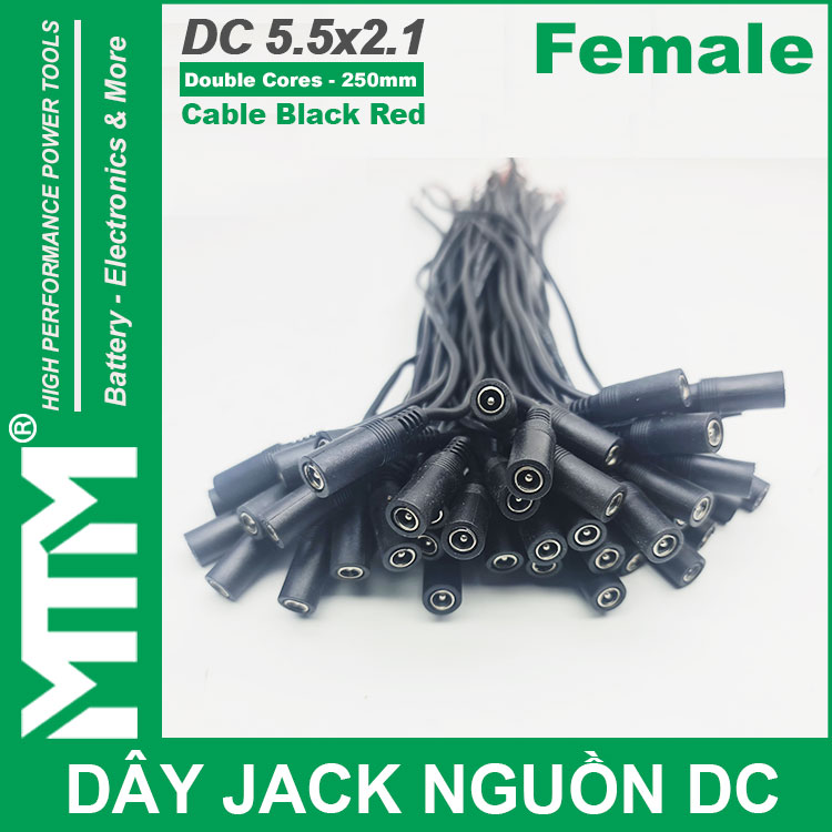 Day Jack DC 250mm Cai Female Jack Cable Adapter Plug Power Supply Gia Re