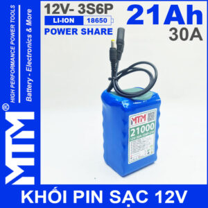 Pin 12V 30A 3S6P 18650 21Ah MTM Gia Re Chinh Hang