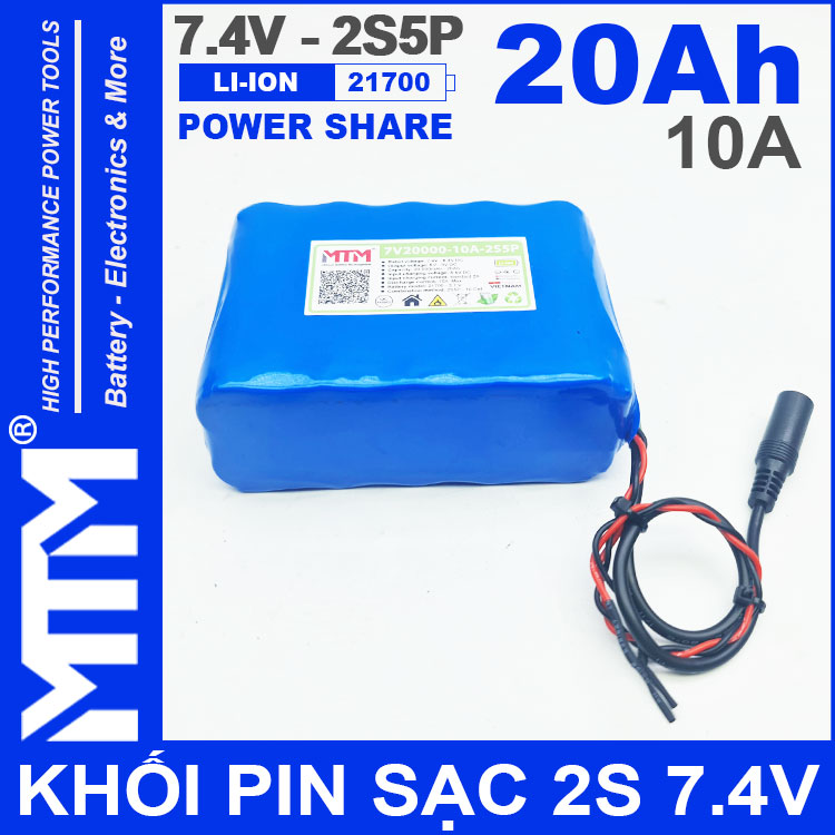 Pin 7V 8V 10A 2S5P 21700 MTM 20000mah Gia Re Cao Cap