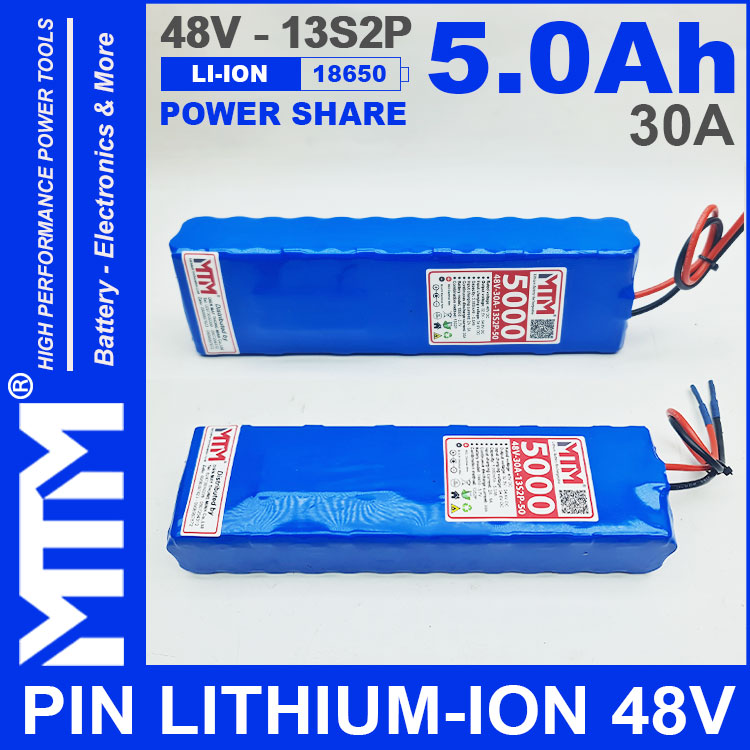 Pin LITHIUM ION 48V 5AH 30A 13S2P MTM 5000mah Gia Ban