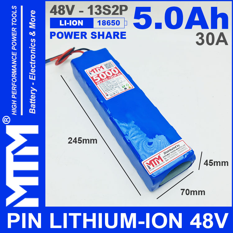 Pin LITHIUM ION 48V 5AH 30A 13S2P MTM Kich Thuoc