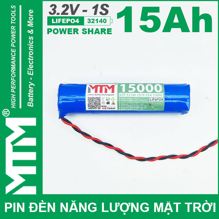 Pin Den Nang Luong Mat Troi 3v2 15Ah 15000mAh Cell Pin Sat Lifepo4 32140 Chinh Hang