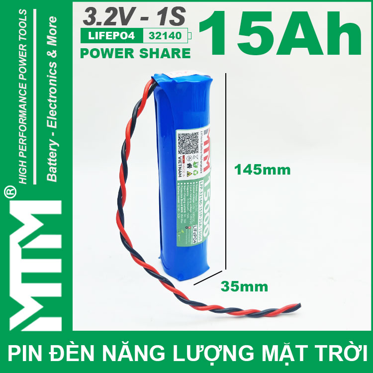 Pin Den Nang Luong Mat Troi 3v2 15Ah 15000mAh Cell Pin Sat Lifepo4 32140 Kich Thuoc