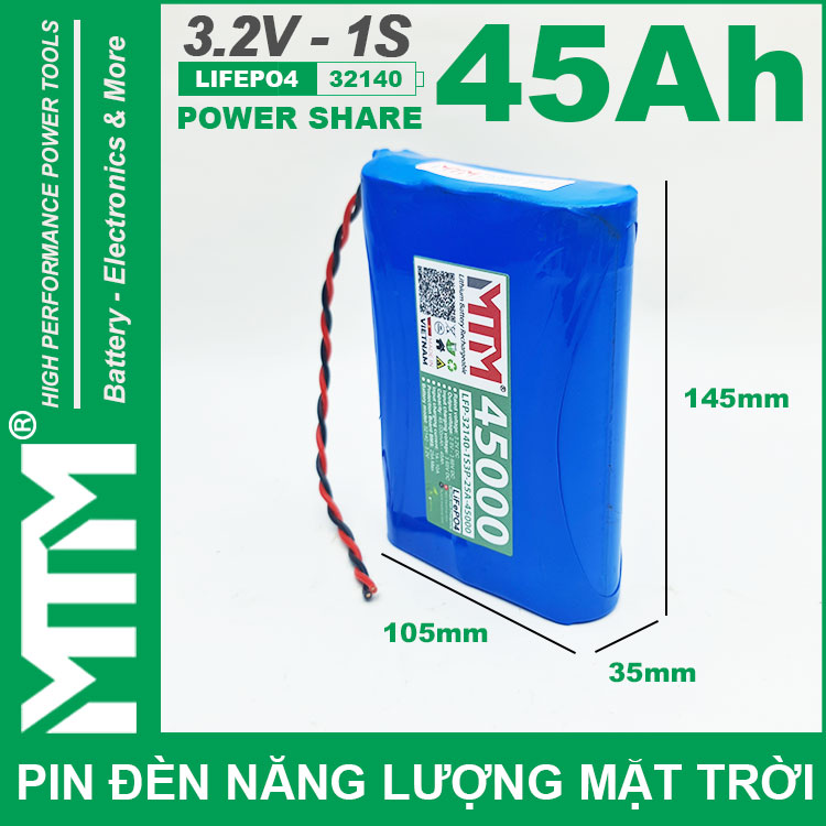Pin Den Nang Luong Mat Troi 3v2 45Ah 45000mAh Cell Pin Sat Lifepo4 32140 Kich Thuoc
