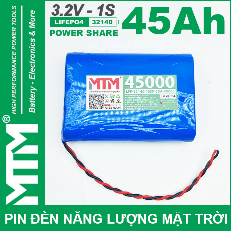 Pin Den Nang Luong Mat Troi 3v2 45Ah 45000mAh Cell Pin Sat Lifepo4 32140