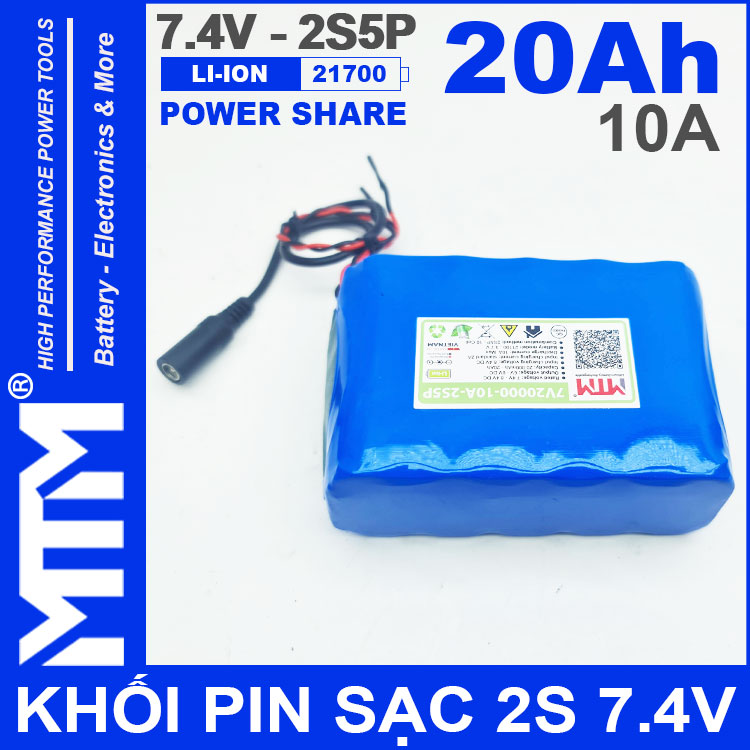 Dong Pin 7V 8V 10A 2S5P 21700 MTM 20000mah