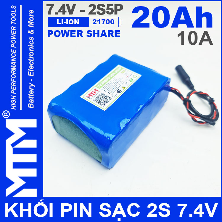Gia Pin 7V 8V 10A 2S5P 21700 MTM 20000mah