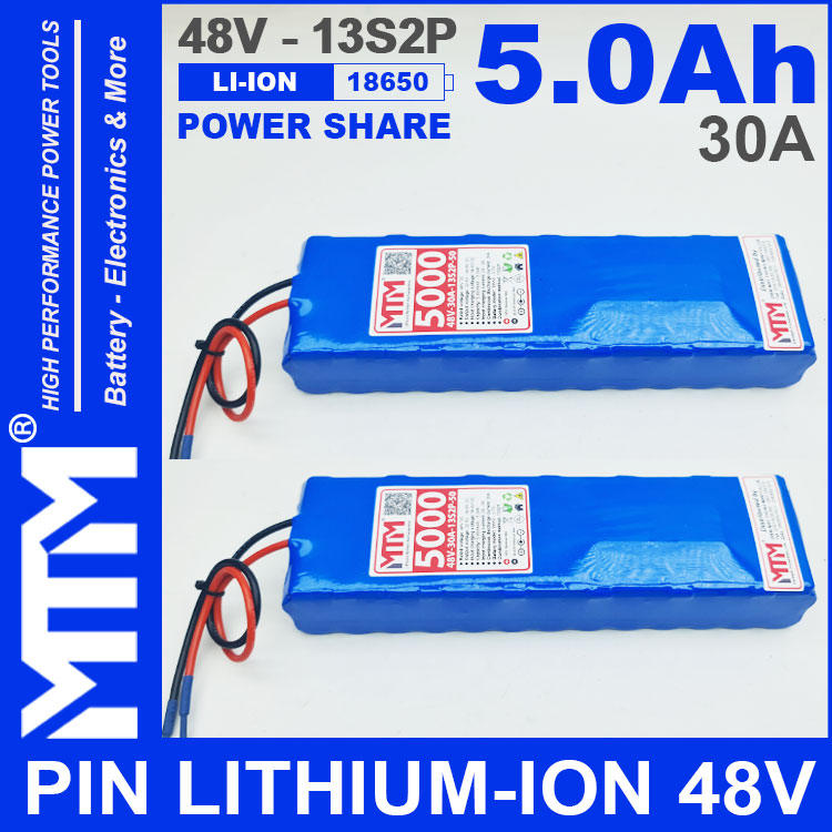 Khoi Pin LITHIUM ION 48V 5AH 30A 13S2P MTM 5000mah