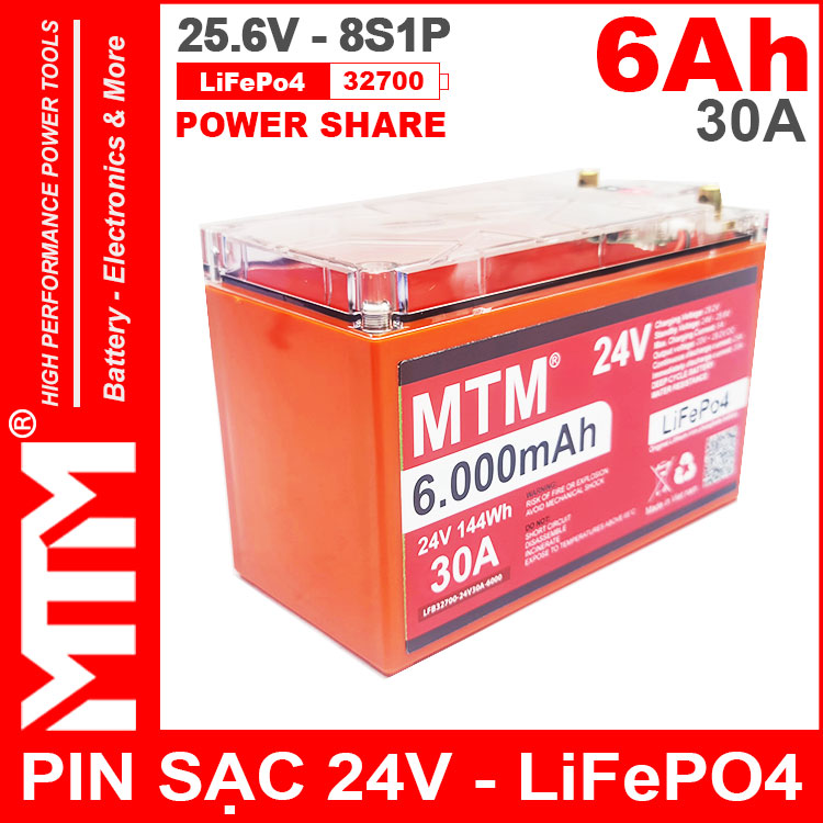 Binh Pin Sat LiFePo4 24V 8S 6Ah 30A MTM