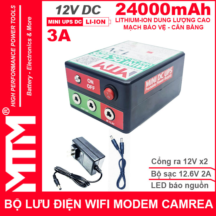 Bo Nguon Dien Du Phong Wifi Modem Camera 12V 3A 24000mah