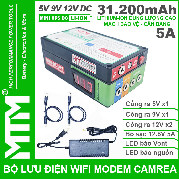 Bo Nguon Du Phong Wifi Modem Camera 5V 12V 5A 31200mah Led Bao Vont