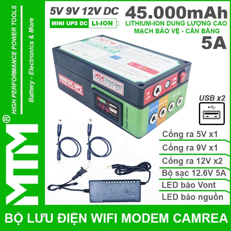 Bo Nguon Du Phong Wifi Modem Camera USB 5V 12V 5A 45000mah Led Bao Vont Bo Nguon Du Phong Wifi Modem Camera USB 5V 12V 5A 45000mah Led Bao Vont