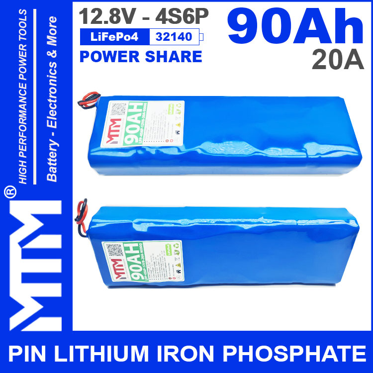 Pin 12v 90Ah 4S6P 20A MTM